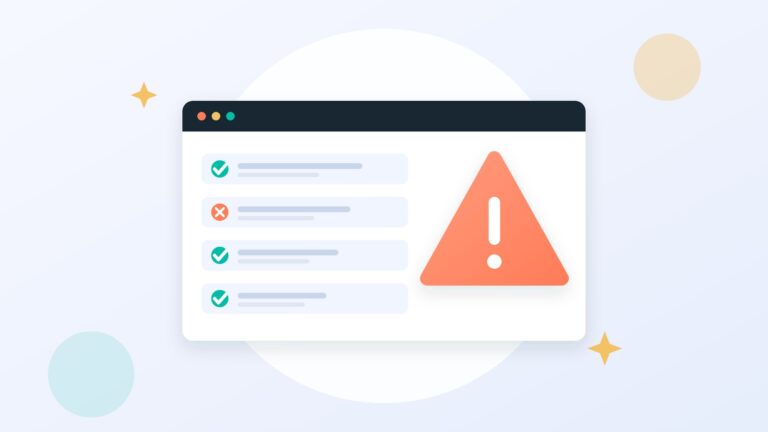 CRM implementation mistakes shown as a checklist with a warning sign